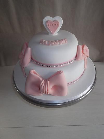 Sparkle & Elegance Christening Cake  - Cake by Tracey