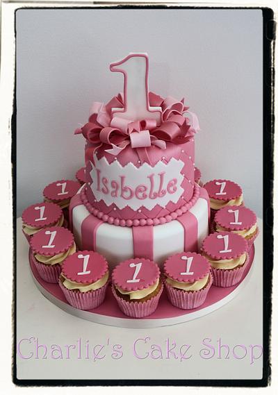 Pink Bow Cake & Cupcakes - Cake by Charlie Jacob-Gray