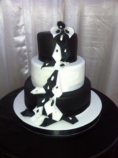 Black and White Wedding Cake - Cake by Queen of Hearts Cakes