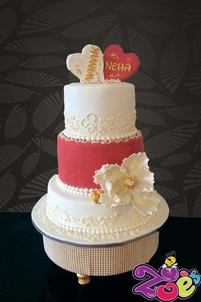 Red and white wedding cake - Cake by Ankita Singhal