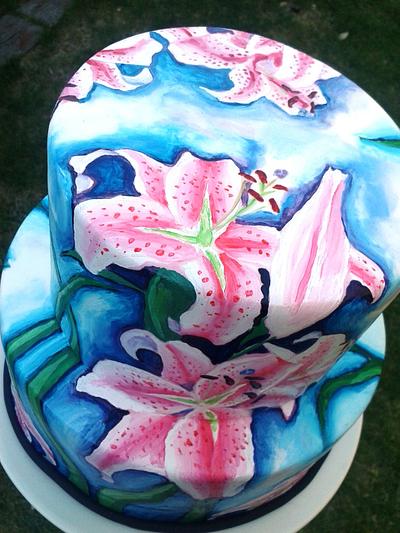 Hand painted Lilly's  - Cake by Jennifer