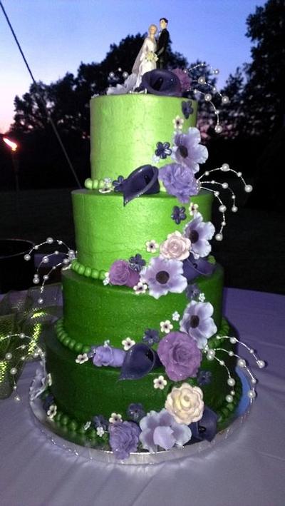 Purple Floral Wedding Cake - Cake by Kristi