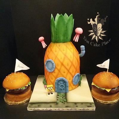 Spongbobe cake and Krabby patties - Cake by Dat Cake Place