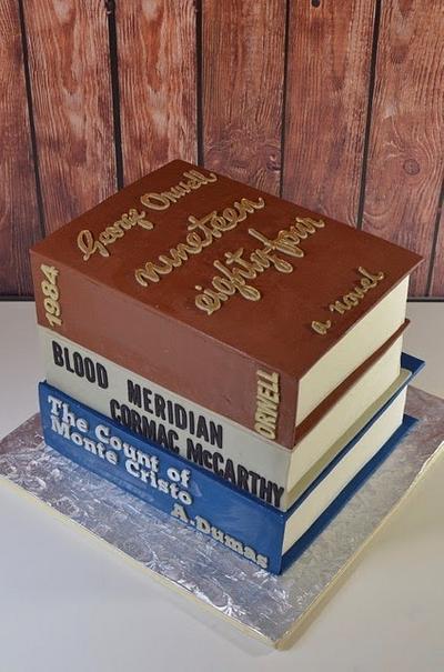 Stacked Books Groom's Cake - Cake by Jenniffer White