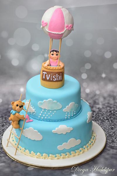 First birthday hot air balloon cake - Cake by Divya Haldipur