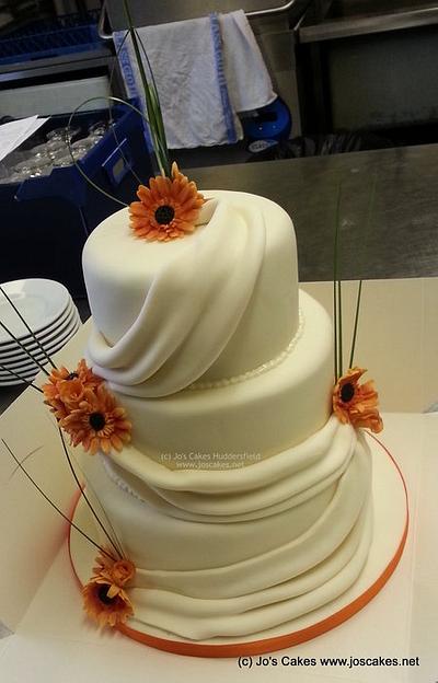 3 Tier Orange Gerberas Wedding Cake - Cake by Jo's Cakes