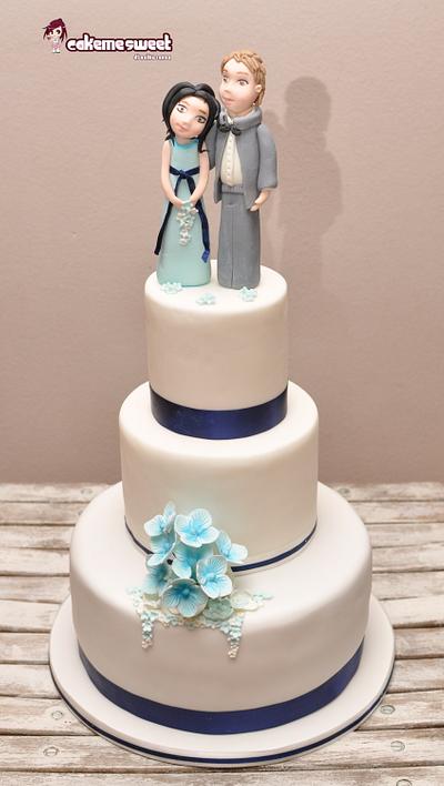 Blue and white wedding - Cake by Naike Lanza