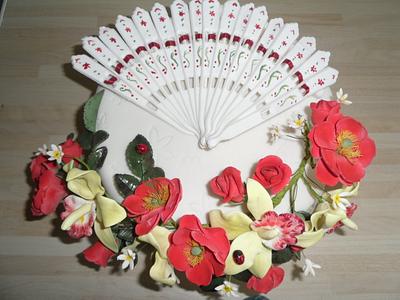 Fan and Roses - Cake by Les brown