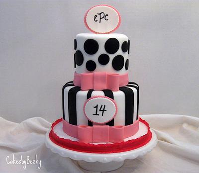 Black, White & Pink Birthday - Cake by Becky Pendergraft