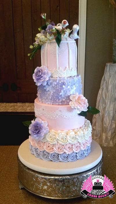 Blush and Lavender Birdcage Wedding - Cake by Cakes ROCK!!!  