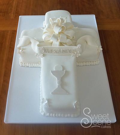 Cross First Communion Cake - Cake by Sweet Scene Cakes