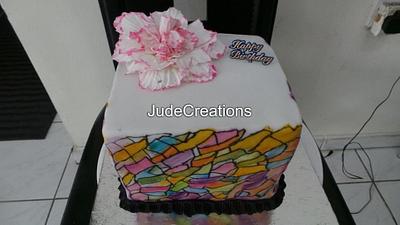 Glass painting with Fantasy Peony - Cake by JudeCreations