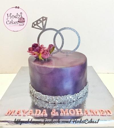Elegant Engagement Cake 💜🌸 - Cake by Hend Taha-HODZI CAKES