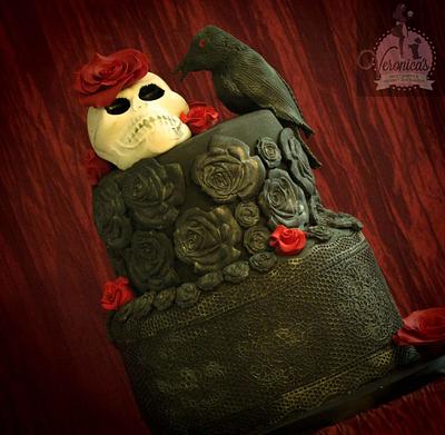 Roses, Skull and Raven cake - Cake by Veronica Matteson