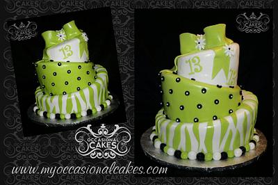 Electric Green Topsy-Turvy bday - Cake by Occasional Cakes