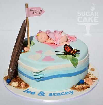 Beach, Butterfly and Baby cake - Cake by Cherrycake 
