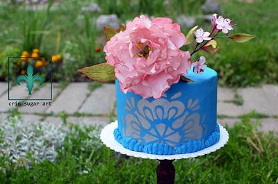 peony july  and cherry blossoms - Cake by Crin sugarart