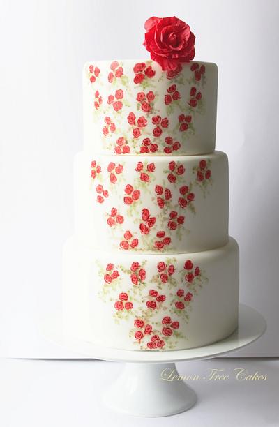Hand painted vintage rose wedding cake - Cake by pamz