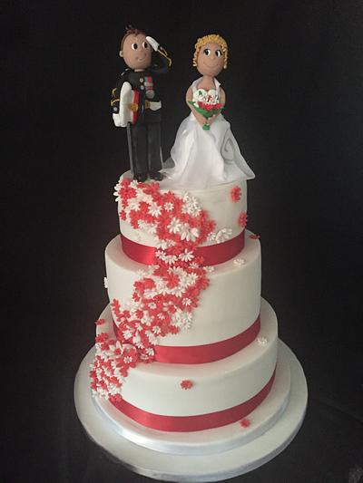 Red white and personalised  - Cake by Cakeabakin 