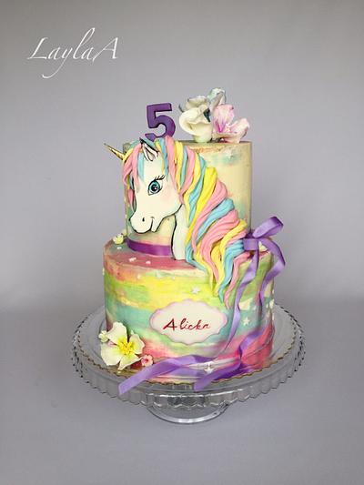 Unicorn rainbow cake  - Cake by Layla A