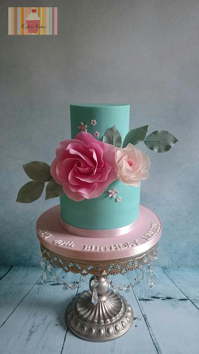 40th Birthday  - Cake by Kokoro Cakes by Kyoko Grussu