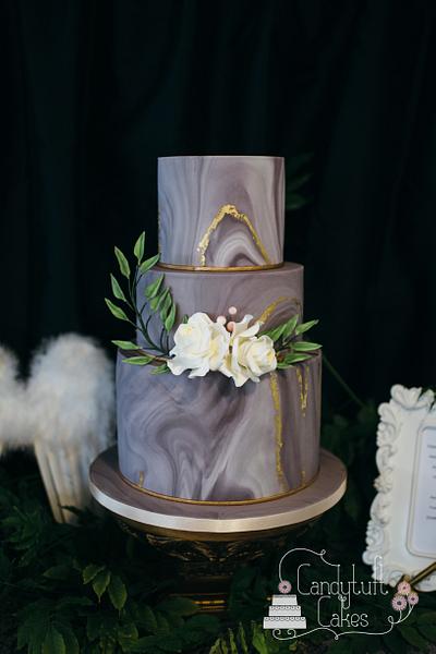 Marble and gold leaf wedding cake (Cupid and Psyche) - Cake by Kathryn