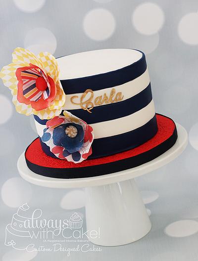 Stripes and Wafer Paper Flowers - Cake by AlwaysWithCake