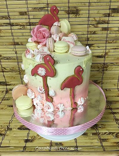 Pink flamingos - Cake by Oksana Kliuiko