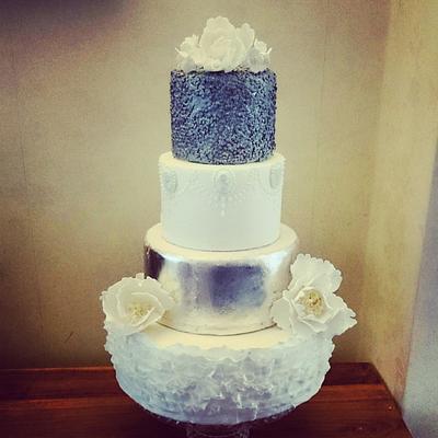 Silver sparkling wedding cake  - Cake by Divine Bakes