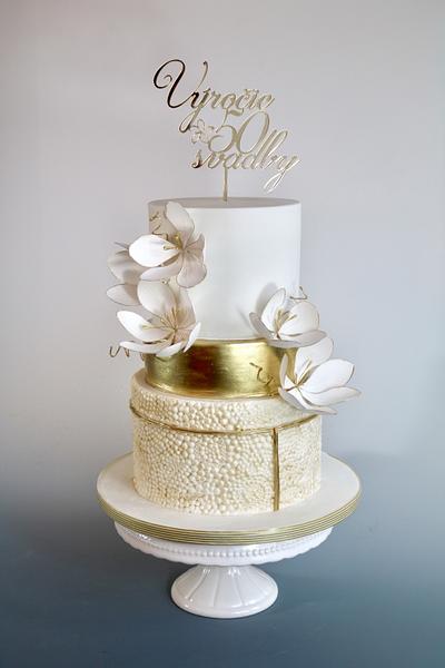 Golden Wedding Anniversary Cake - Cake by tomima