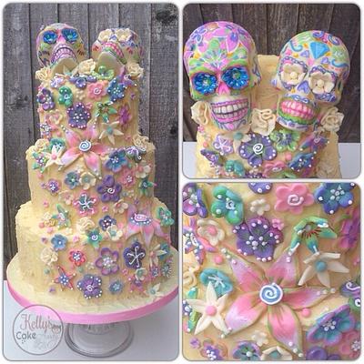 Dia di Los Muertos wedding cake, choccy style  - Cake by Kelly Hallett