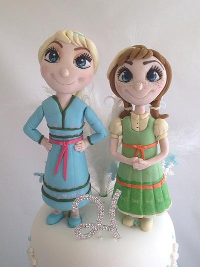 Frozen cake, Anna and Elsa as Children with Olaf x - Cake by Melanie Jane Wright