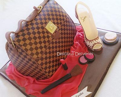 LV Damier Ebene Purse Cake with Christian Louboutin Shoe - Cake by DeliciousDeliveries