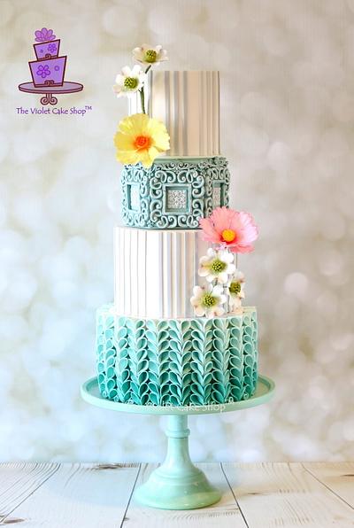 BLUE OMBRÉ with V-Petal Ruffles - Cake by Violet - The Violet Cake Shop™
