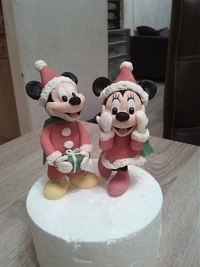 my christmas mickey and minnie - Cake by Petra