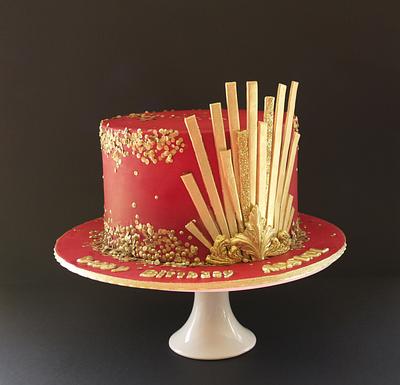 Red and gold Indian theme cake - Cake by Cakes for mates