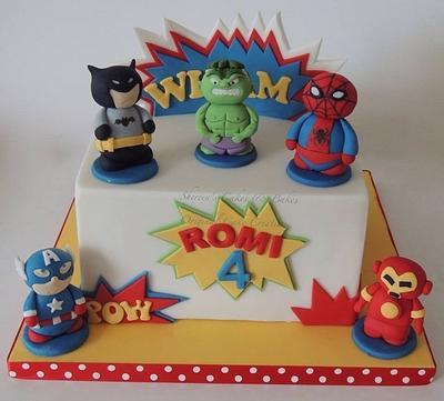 Miniature Super Heroes - Cake by Shereen