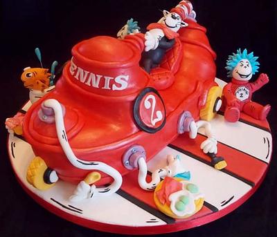 Cat in the hat in his watchmacallitthingymajigger car! - Cake by Marvs Cakes