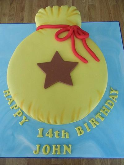 Bell bag cake. - Cake by Karen's Cakes And Bakes.