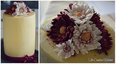 Extended Height Vanilla Wedding Cake with Gerberas - Cake by Sabah