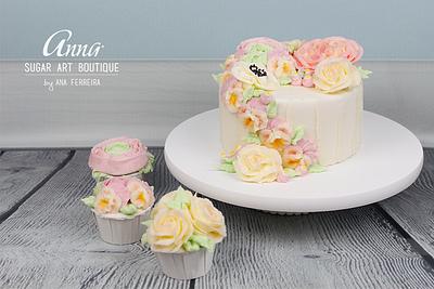 Shabby Chic - Buttercream Flowers - Cake by Anna Sugar Art Boutique
