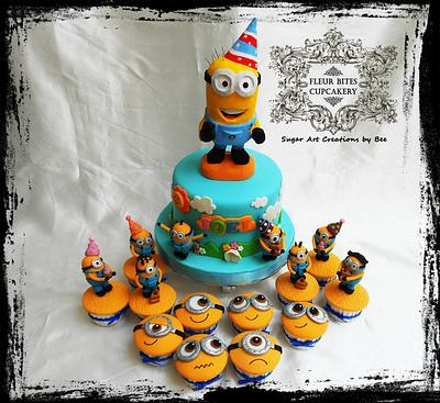 Minion Cake+Cupcakes - Cake by Bee Siang