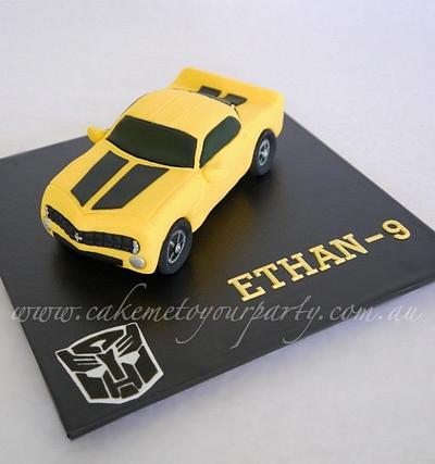 Bumblebee Transformers Car (with matching cookies) - Cake by Leah Jeffery- Cake Me To Your Party