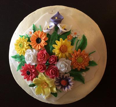 Gerbera and roses cake - Cake by My Sweet World_Elena