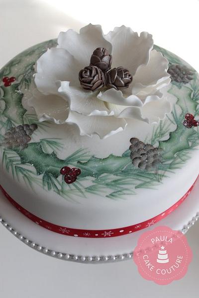 Hand Painted Christmas Cake - Cake by Paulacakecouture