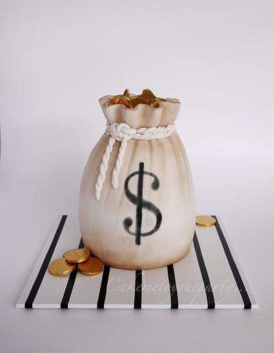Bag of Money Cake - Cake by Leah Jeffery- Cake Me To Your Party