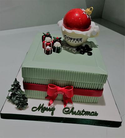 Coffee Cup Christmas Cake - Cake by Lorraine Yarnold