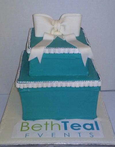 2 Tier Teal Gift Box Cake - Cake by givethemcake