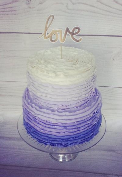 Ombre Purple Ruffles Wedding Cake - Cake by cheeky monkey cakes