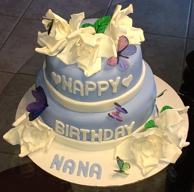 Gardenia and Butterfly Cake - Cake by BollisBaking